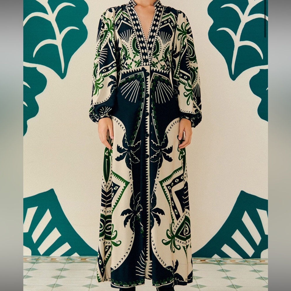 Farm Rio mystic scarf maxi dress green XS